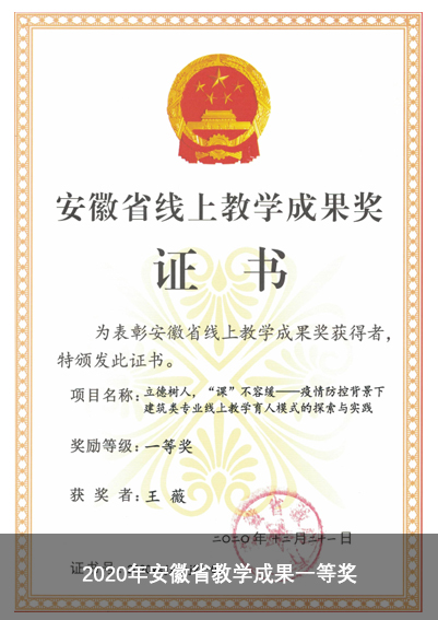 2020年安徽省教学成果一等奖
