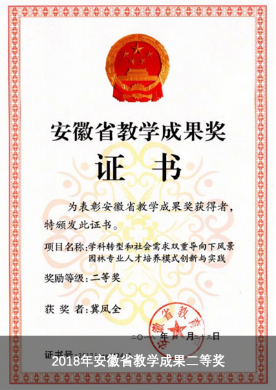 2018年安徽省教学成果二等奖